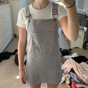 Corduroy light grey overall dress